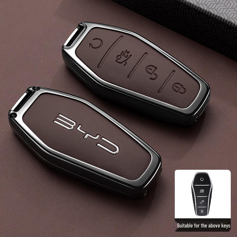 Premium Car Key Bag with Buckle for BYD Han, Qin Plus, Song Pro, Tang, Dolphin, and E9