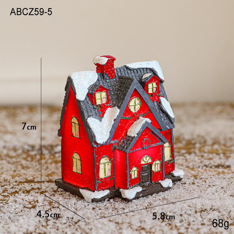 

Смола Рождественский Коттедж Маленький Дом Настольное Маленькое Украшение Красочное Светящееся Рождественский Подарок Украшение