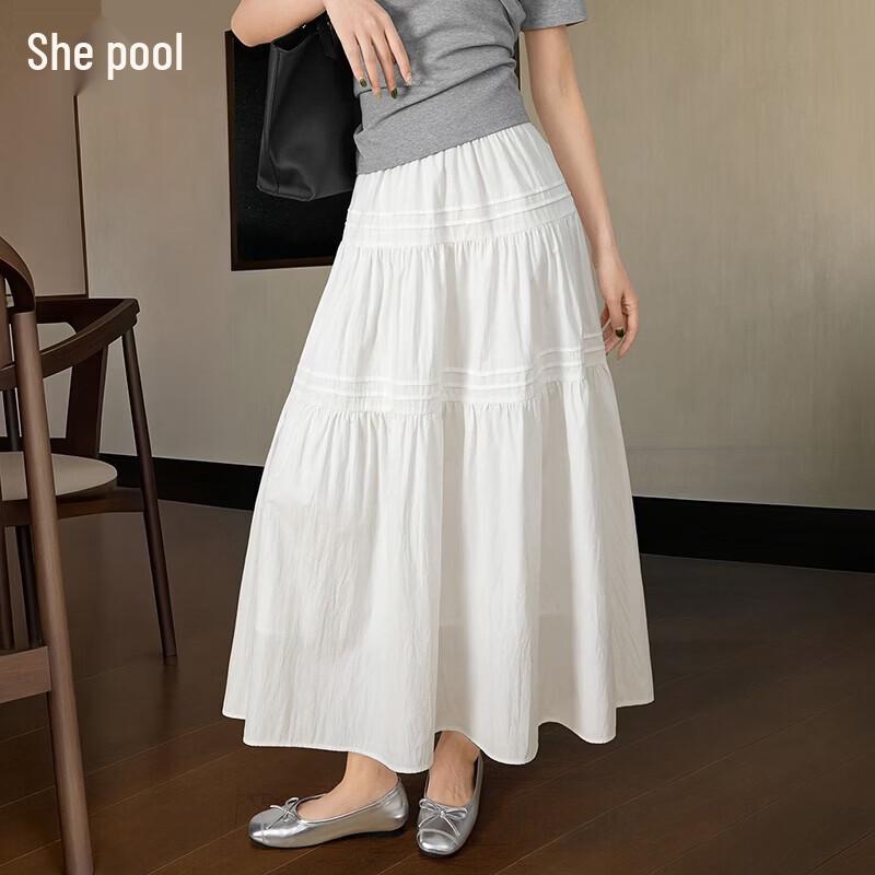Women s Elegant High-Waist A-Line Long Skirt L
