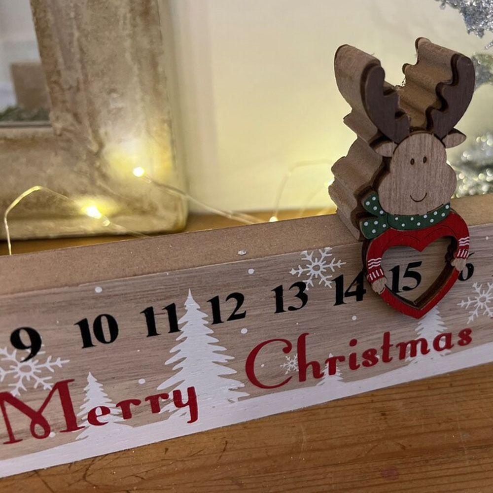 Wooden Block Christmas Advent Calendar Desk Decoration Figurine Christmas Santa Countdown Gift Exquisite Festive Slider Calendar