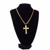 Gold Color Stainless Steel Jesus Cross Pendant Necklace 6mm Link Byzantine Chain Necklace Long Heavy Men Jewelry Collares MN68
