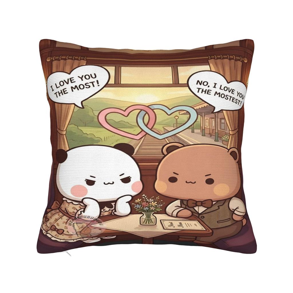 Bear And Panda Bubu Dudu Pillow Case Graphic Pillow Cover Retro Trendy Cushion Cover For Living Room Bed Chair