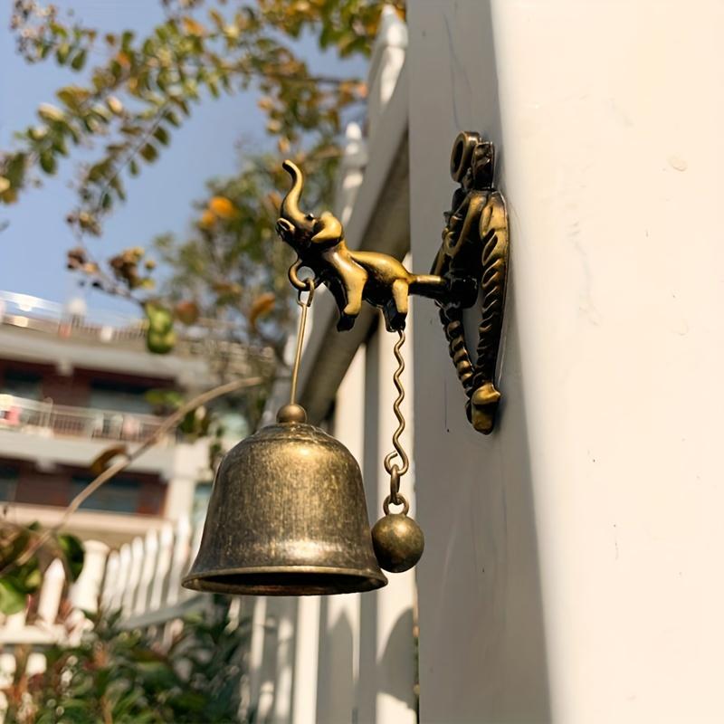 1Pc Vintage Metal Wind Chime Door Bell ,Shopkeeper Good Luck Knocker Wall Hanging Ornament,For Garden Store Front Entrance Gift