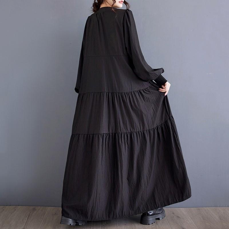 Long Sleeve Plus Size Vintage Embroidery Floral New In Dresses for Women Casual Loose Spring Autumn Dress