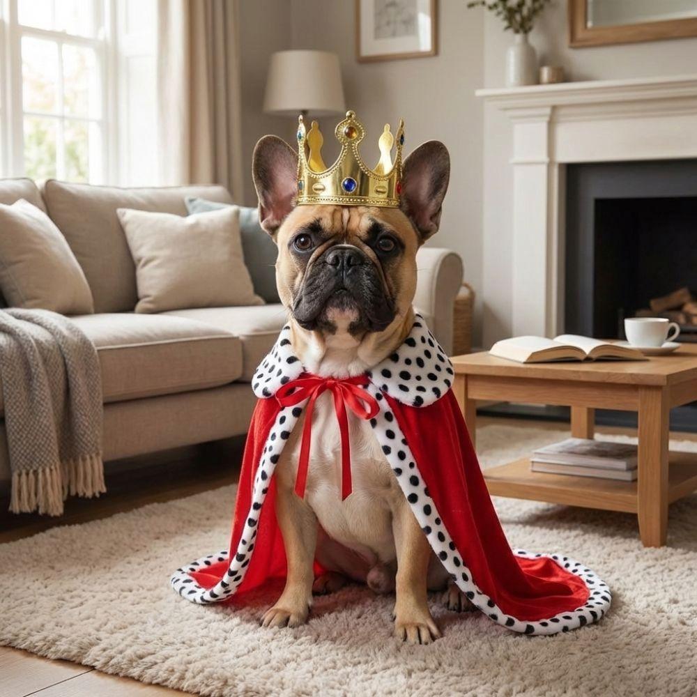 Breathable Dog King Cloak With Crown Pet Costume Cute Pet Cosplay Cloak  For Pet Birthday Party