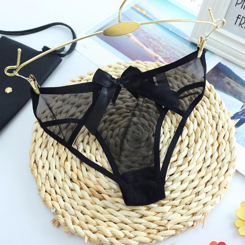 Women's Mesh Cutout Thong with Bow - Sexy and Revealing