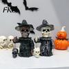 Halloween Gothic Collectible Skeleton Figurine, Small Resin Skull Statue, Day of The Eerie Display Dead Decoration for Shelf, Desktop, Office
