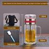 High Temperature Resistant Large Capacity Glass Tea Cup with Infuser, Double-Walled, Heat Insulated, and Portable Borosilicate Glass.