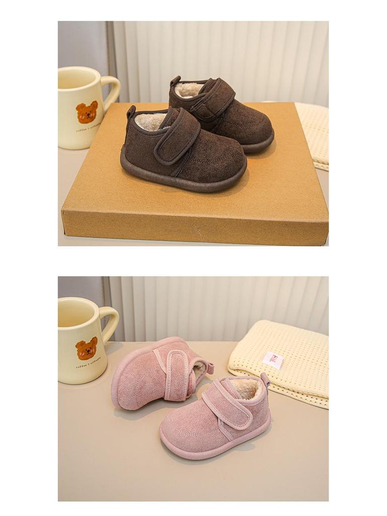 2025 Mädchen Koreanischer Stil Dicke Sohle Plüsch Birkenstock Winterstiefel - Warm, Modisch, Einfarbige Baumwollschuhe für Kinder
