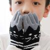 2 Pairs Kids Gloves Full-finger Cartoon Infants Winter Autumn Outdoor Sports Skating Cycling Riding Warm Knitted Mittens