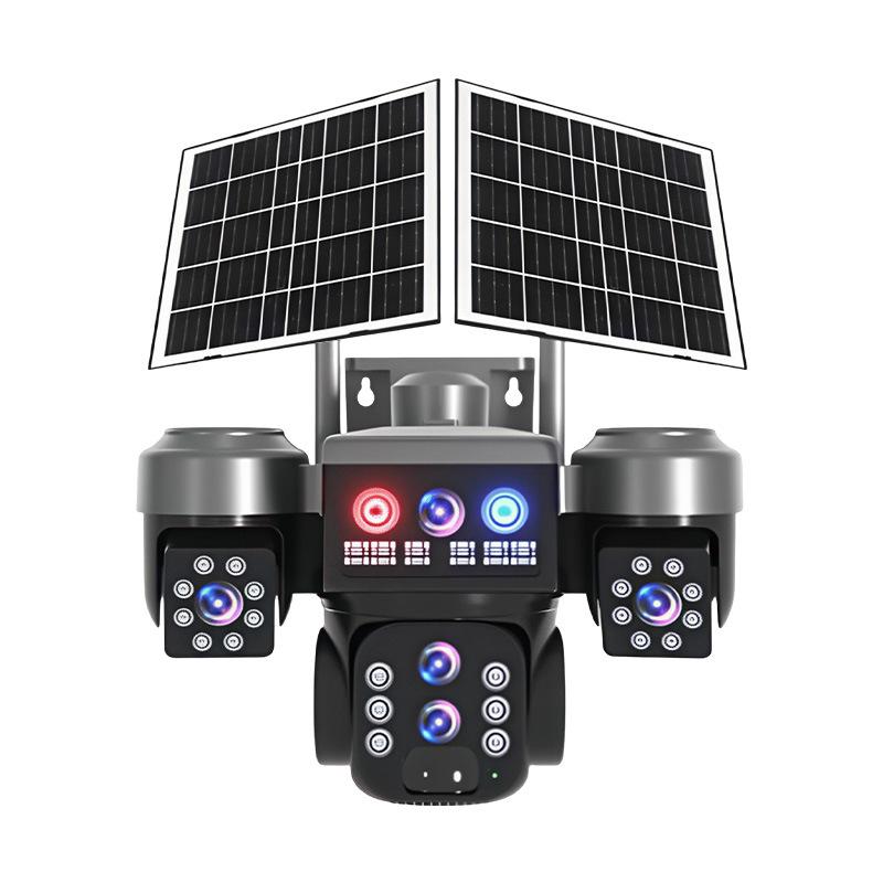 Dual Solar-Powered Multi-Lens Tracking Outdoor Surveillance Camera