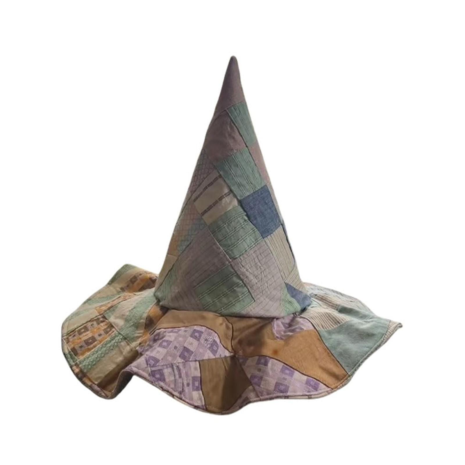 

Шляпа ведьмы пэчворк ручной работы, разноцветная шляпа ведьмы на Хэллоуин пэчворк One Size