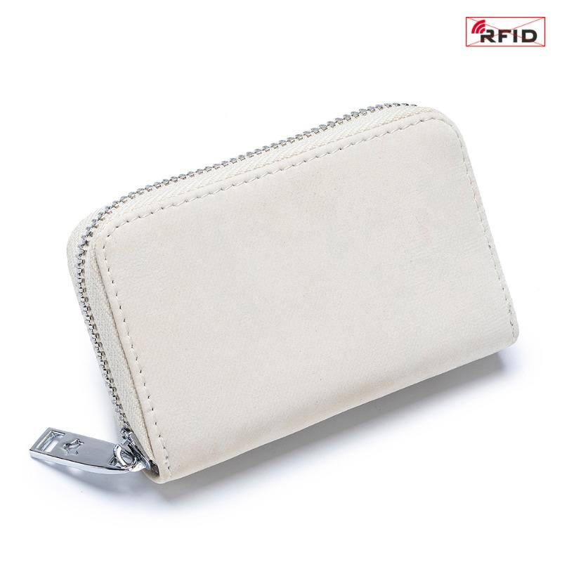 

New leather RFID organ card bag, zipper card cover, new Chinese large-capacity ID bag, women s high-end change bag. грязно-белый