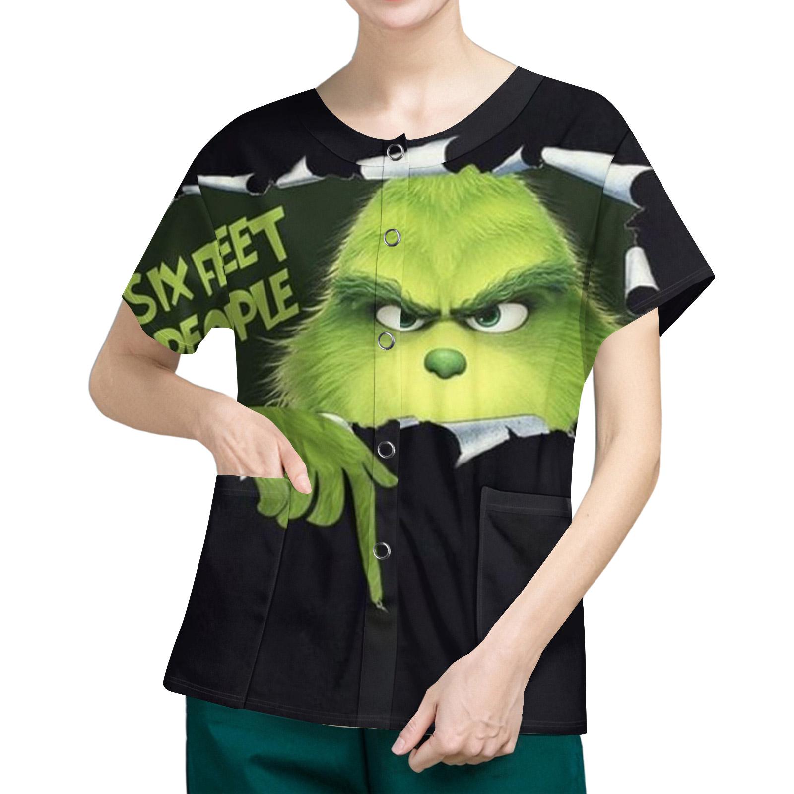 

Женские карманы с короткими рукавами и рисунком, воротник-стойка с рабочим принтом, однобортная защитная одежда, куртка-кардиган, топ XL