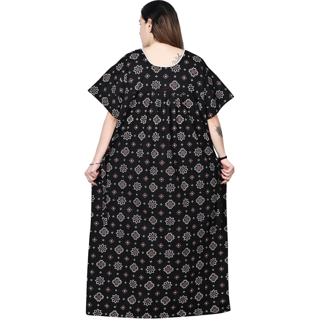 Cotton Women Printed Plus Size Night Gown Indian Nightwear Sleepwear Nighty