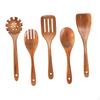 5 Pieces Wooden Spoons for Cooking Cookware Gadgets Wood Dinnerware Reusable Long Handle