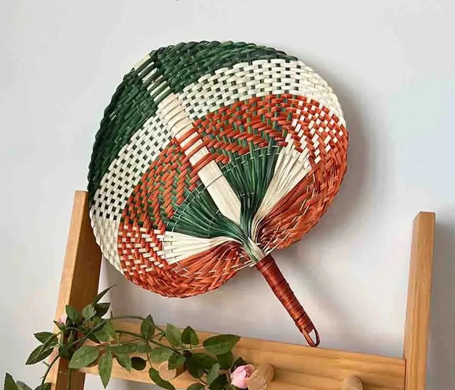 Bamboo Woven Hand Woven Fan Summer Fan Literary Cooling Fan Creative Hand Cranked Fan Home Living Room Office Decoration