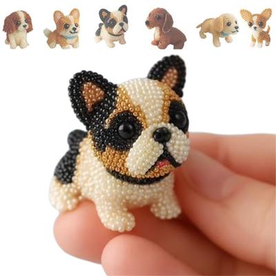 Dog Bead Embroidery Kit 3D Animal Ornament Sewing Set 3D Animal Dog Shape Bead Embroidery Set for Beginners