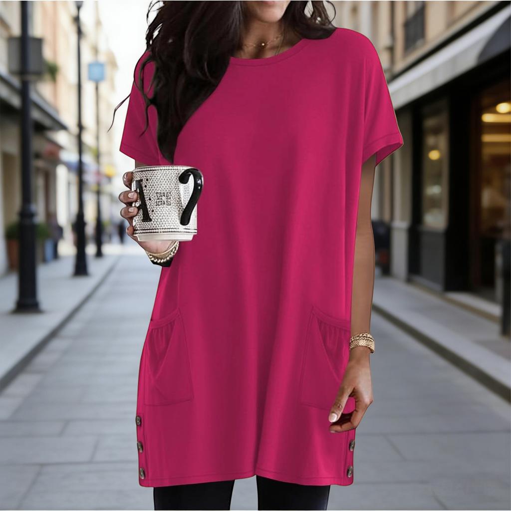 Womens Spring Tops Loose Fit Summer Shirts for Women Casual Tunic Womens Summer Shirts with Button Womens Summer Tops Dressy Casual for Daily Wear