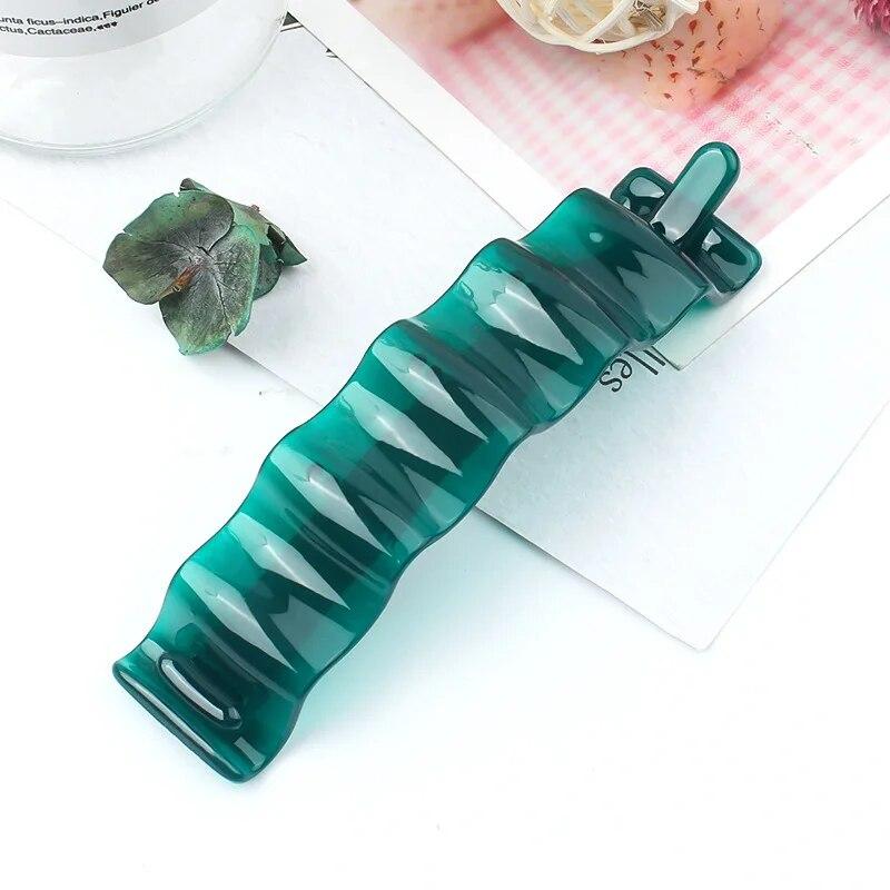 Frosted Ponytail Clip Jelly Color Hair Clip Women Acrylic Wave Banana Clip Hairpin Ponytail Twist Clip Style Headwear
