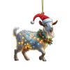 2D Acrylic Animal Ornaments With Christmas Hats, For Christmas Tree Decoration