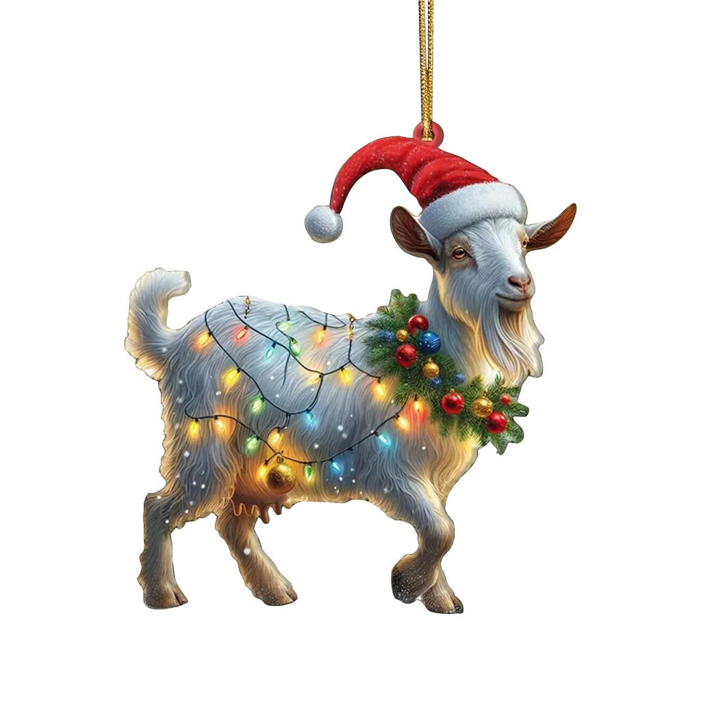 2D Acrylic Animal Ornaments With Christmas Hats, For Christmas Tree Decoration