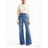 Women High Waist Wide Leg Jeans Full Button Front Side Detail Denim Pants Casual Loose Fit Trousers
