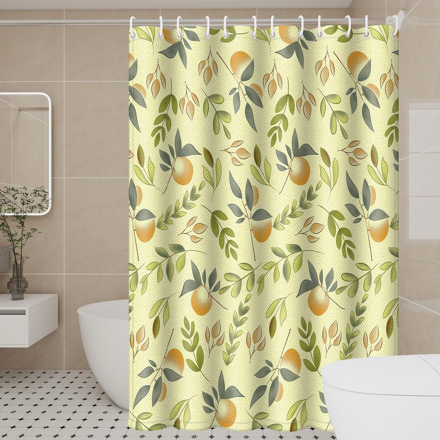 

Summer Orange Fruit Shower Curtain - Juicy Citrus, Pastoral Style Waterproof Polyester W60H190(CM)-1 Pcs