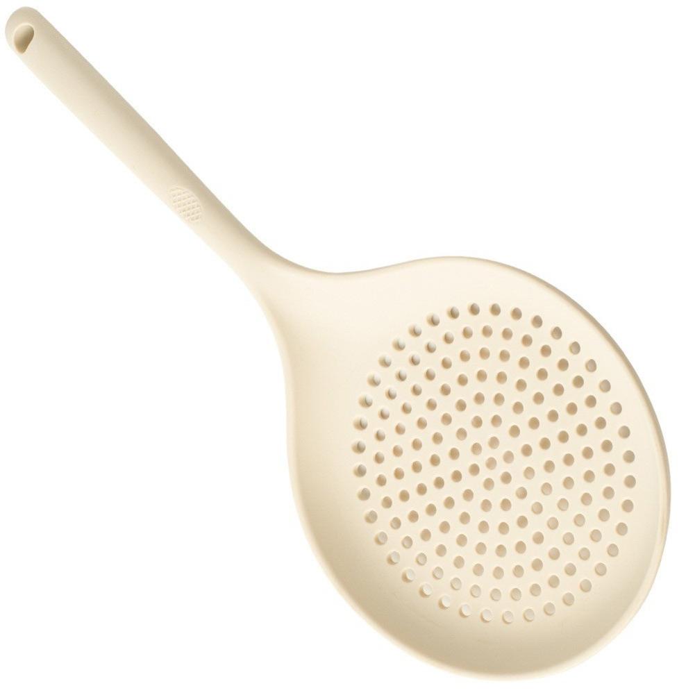 Silicone Skimmer Ladle for Home Kitchens Designed to Lift Food from Hot Oil Boiling Water or Steam While Draining Fluids