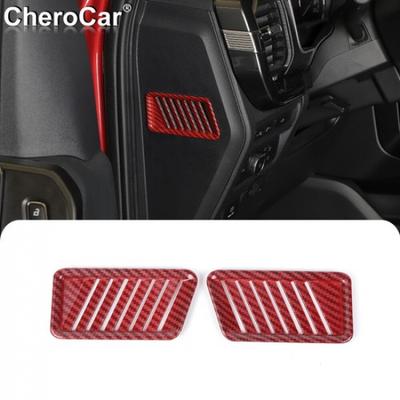 For F-150 Red Carbon Fiber Side Air Condition Vent Outlet Trim for Ford F150 21+