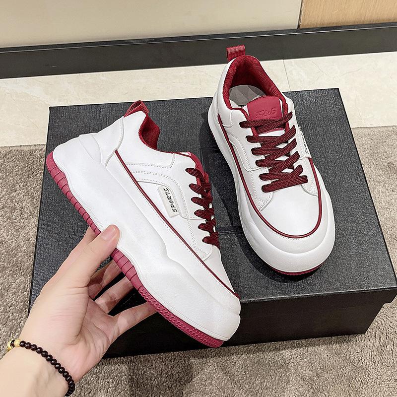 Pantofi albi cu platformă pentru femei, primăvară și toamnă, înălțime sporită, sport pentru timpul liber, pantofi pentru tată, pantofi noi versatili