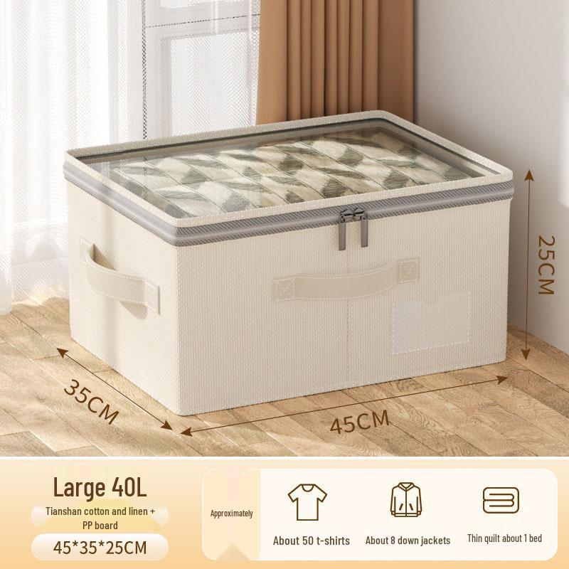 Cotton & Linen Portable No-Assembly Storage Box for Clothes Organization
