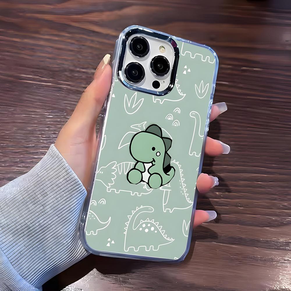 Cute Cartoon Dinosaurs Phone Case For IPhone 17 Pro Max 16 15 14 Pro Max IPhone 13 Pro Max 11 Plus Transparent Cover