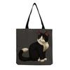 Women Vintage Linen Tote Bag - Large Capacity Cat Print Shoulder Handbag for Casual & Grocery Shopping KTB