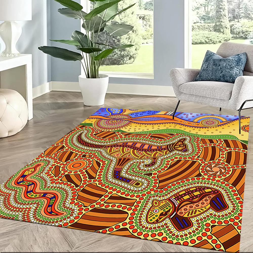Tappetini da Pavimento con Animali dell'Arte Aborigena per Soggiorno, Camera da Letto e Decorazione della Stanza Sono Adatti per Regali.