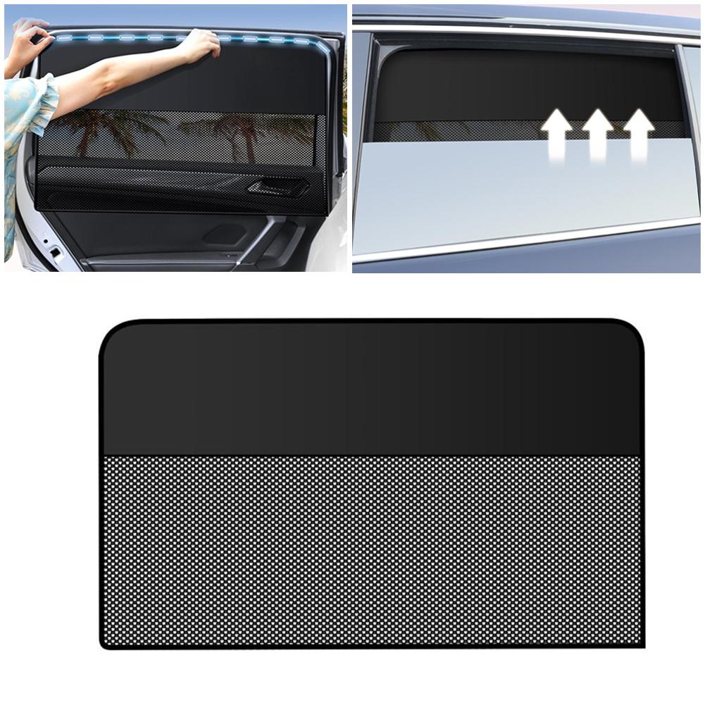 Magnetic Car Sun Shade Curtain Dual-layer Mesh Rear Door Window Shade Sun Protection Heat Blocking