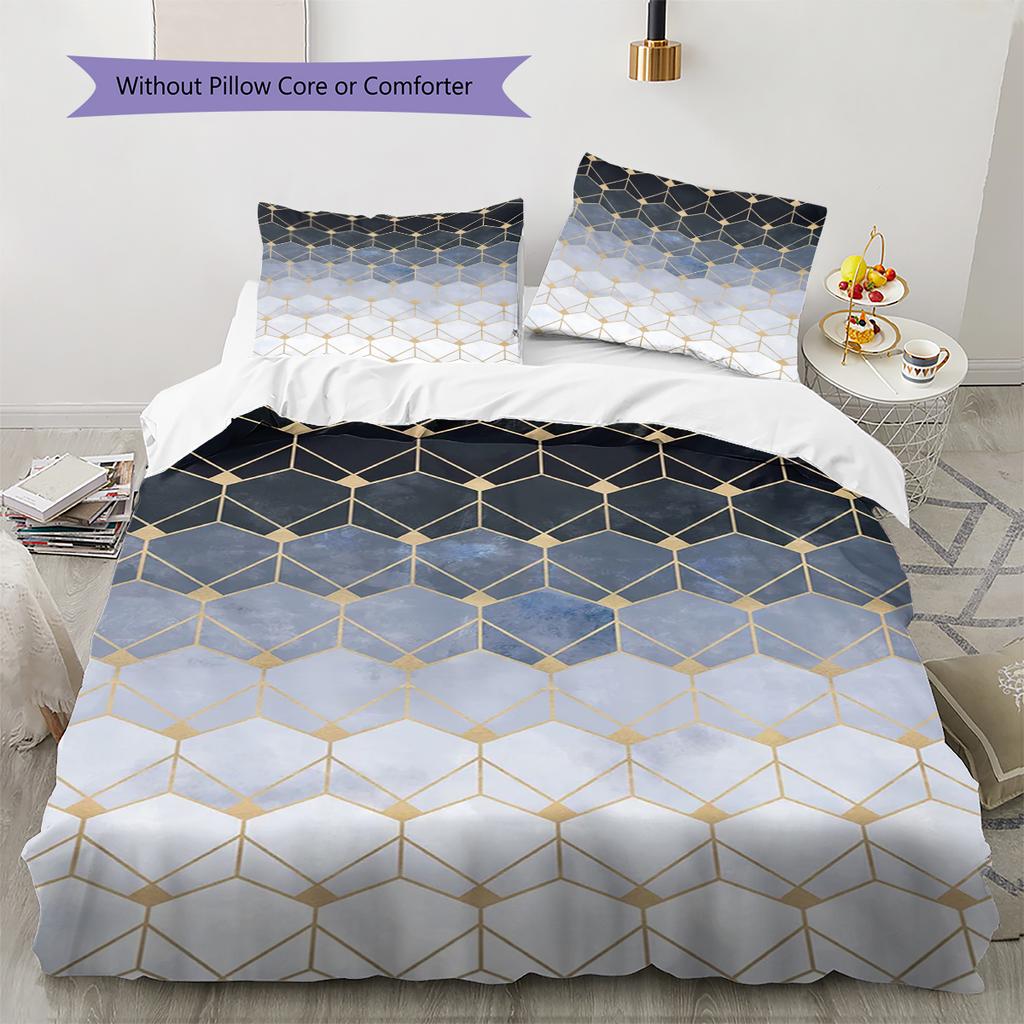 Geometric Marble Pattern Bedding Quilt Set Quilt Cover Pillowcase Home Decoration Gift (1 * duvet cover + 2 * pillowcase, without core)