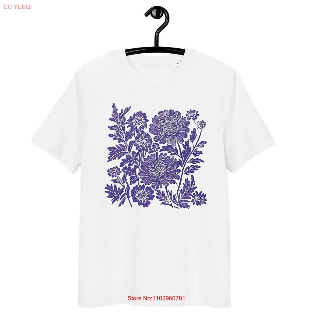 Purple Floral Organic Cotton T Shirt Vintage Wildflower Summer Birthday Flower Vintage Soft Top For Everyday Wear