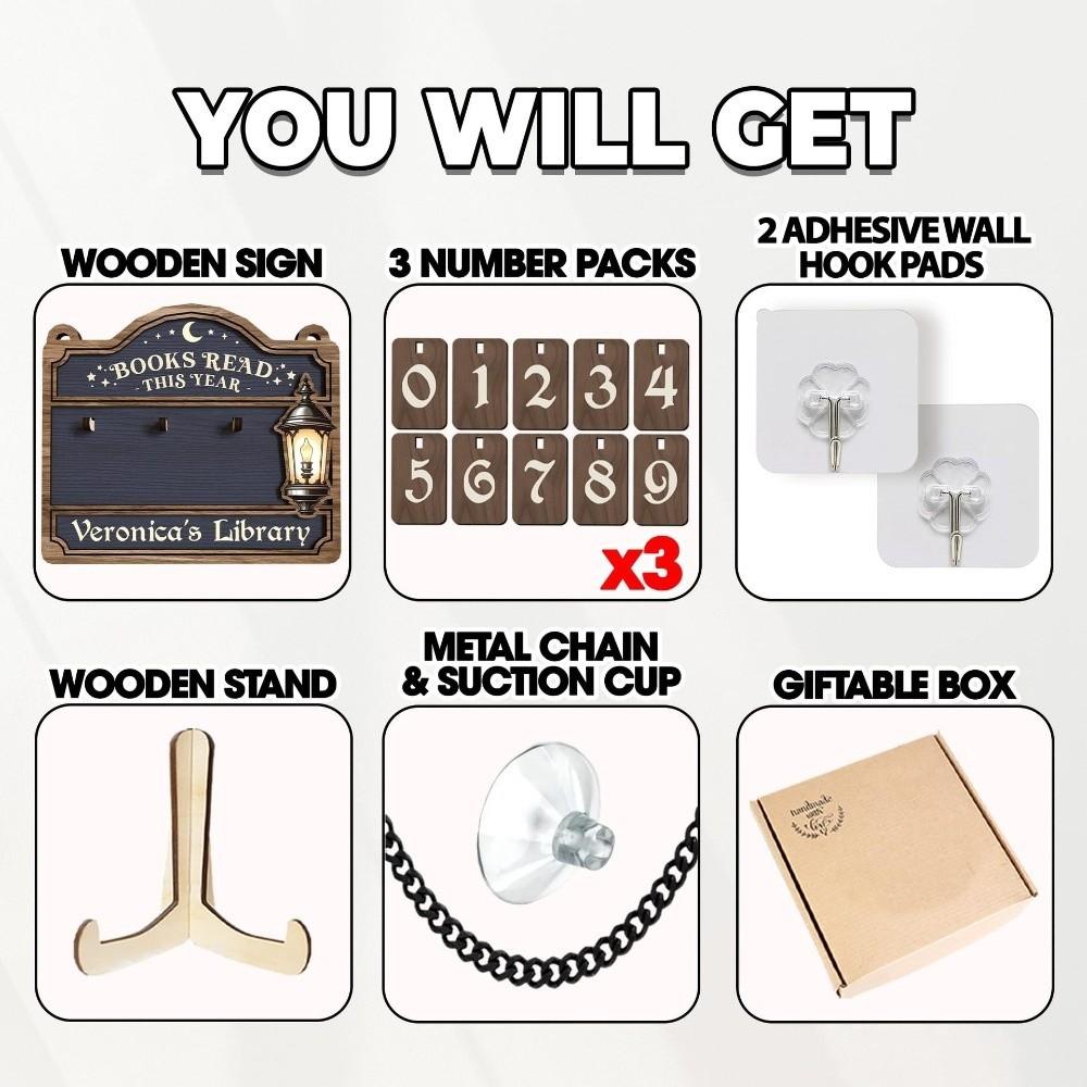 Universal Wooden Material Books Counter Sign Hanging Decor Table Decor Reading Tracker Sign Book Tracker Sign For Book Lovers