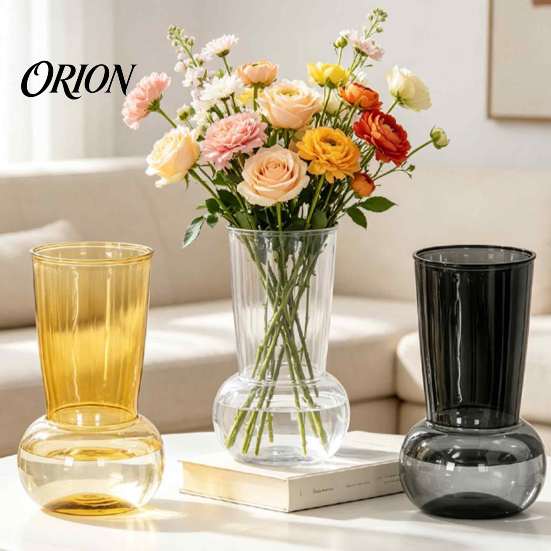 Durable Transparent Vase for Long Stem Flowers Hydroponic Flower Vase, Modern Style Imitation Glass Wide Body Elegant Arrangement Vessel Weddings