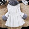 Fashion Faux Fur Coat Winter Jacket Women Imitation Fox Fur Collar Two Layers Cuffs Warm Outerwear