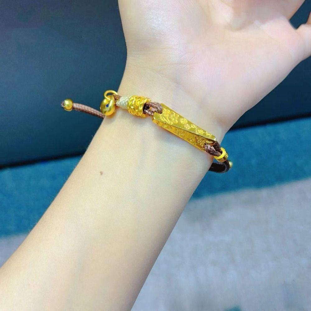 Exquisite Woven Beaded Bracelet Triangle Cheese Metal Bracelet Fashion Weave Hand Rope  Travel