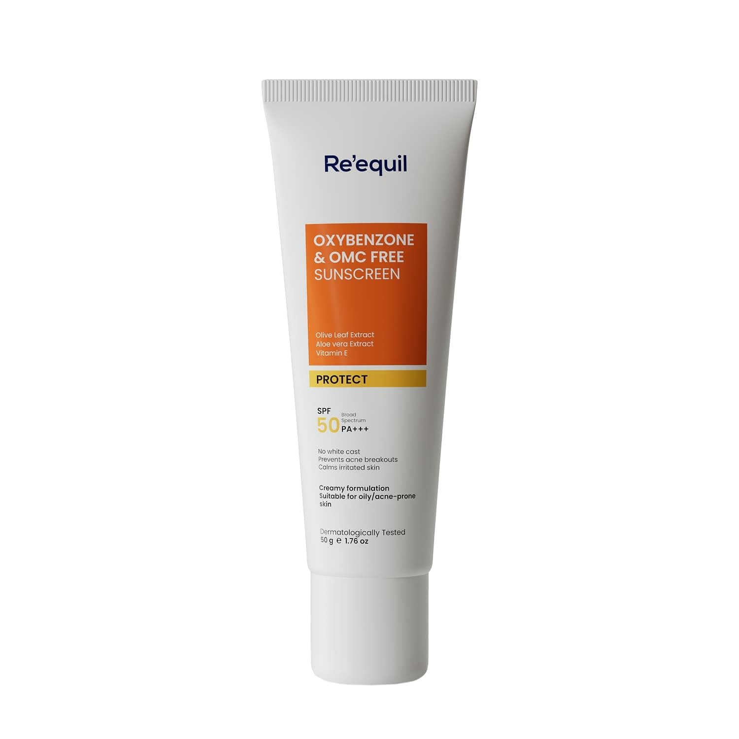 

RE EQUIL Oxybenzone and OMC Free Sunscreen For Oily, Sensitive & Acne Prone Skin | Prevents Acne Breakouts | No White Cast | SPF 50 PA+++ | 50g