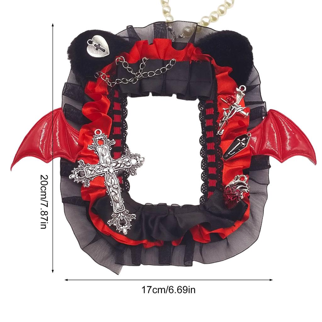 Bat Wing Photocard Case with Beads Chain Devil Bat Wing Photo Card Display Holder Photocard Holder Keychain Bag Pendant