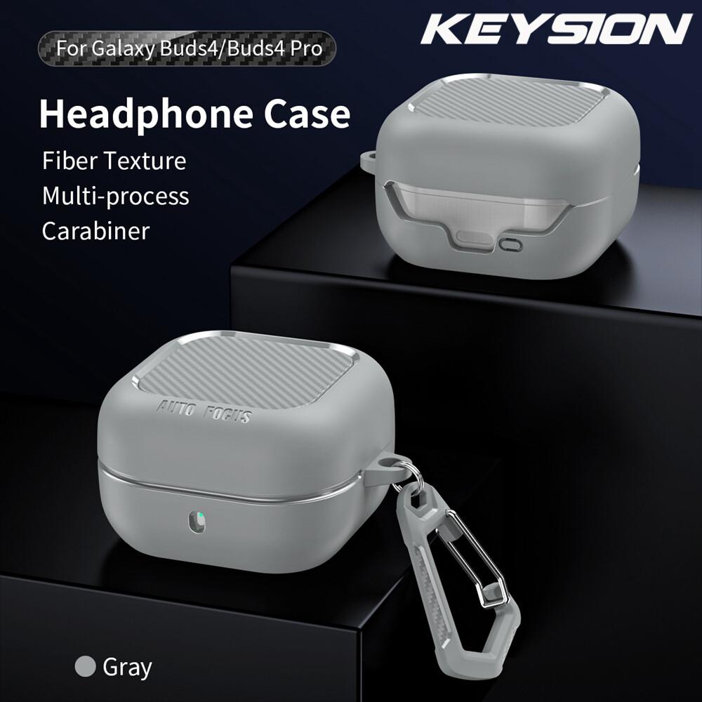 KEYSION Shockproof Case for Samsung Buds 4 Pro Carbon Fiber Texture TPU Silicone Bluetooth Earphone Cover for Galaxy Buds4 4 Pro