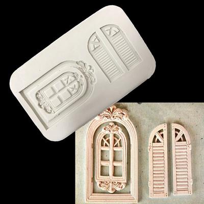 Door Window Shape Cake Fondant Mold Candy Chocolate Silicone Molds Biscuits Embossed Mould