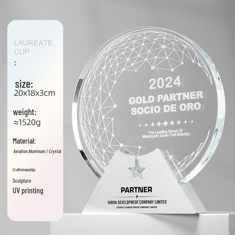 High-End Custom Crystal Trophy & Metal Medal with Free Engraving for Outstanding Employee Recognition