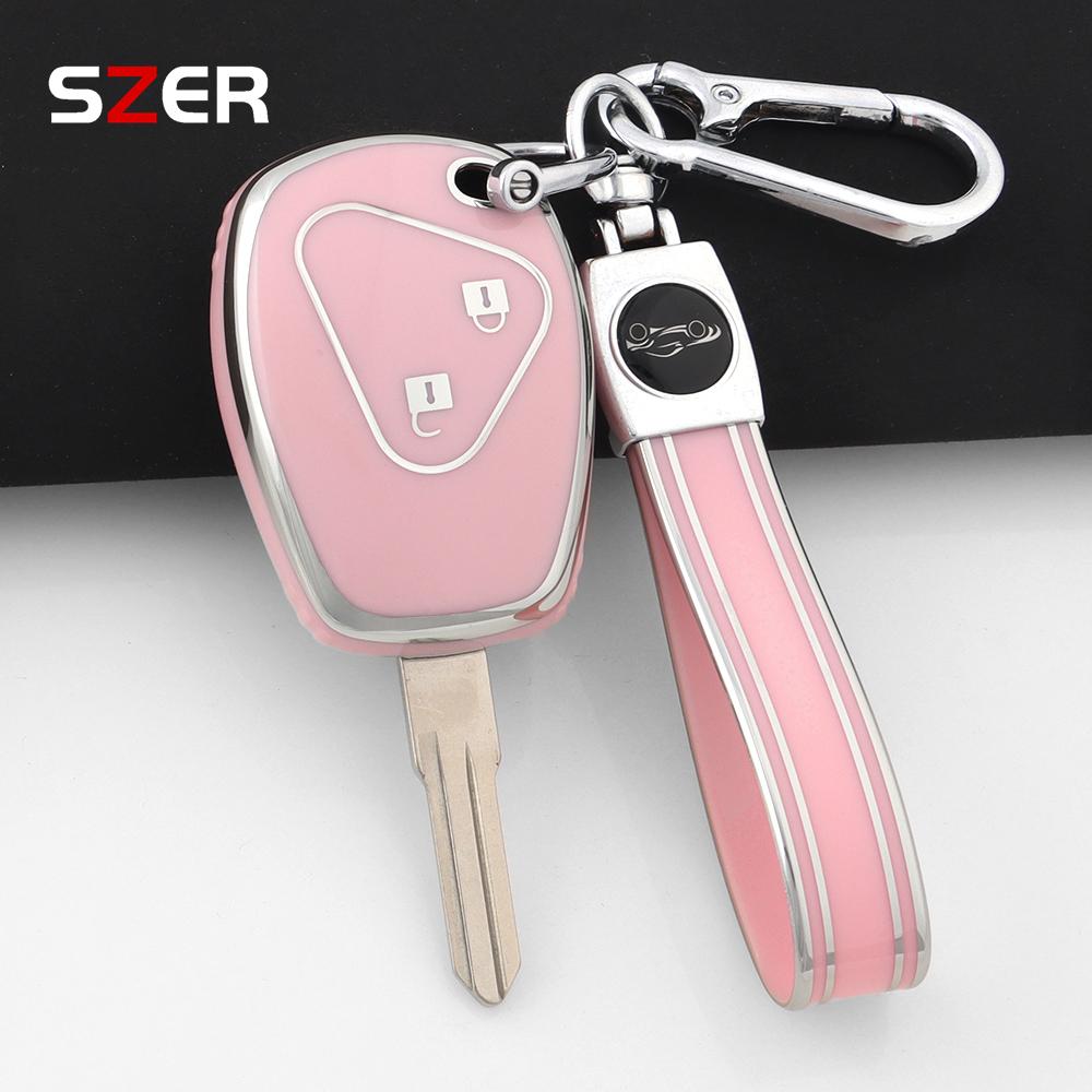 For Renault Trafic Clio Duster Logan Dacia Sandero For Nissan Terrano Almera 2 Button Tpu Car Key Case Cover Protector Keychain