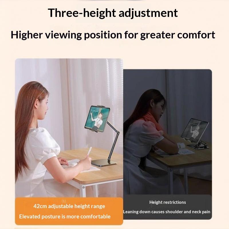 Adjustable Tablet Stand Holder 15 Inch Long Metal Flexible Arm For 4.7-13 Inch Pad Phone Ergonomic Desktop Holder Multi-Angle