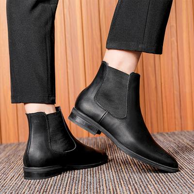 Bottes Chelsea pour Hommes Cuir Véritable Hautes Cheville Bout Pointu Marque Rétro Confortables Grande Taille 47 48